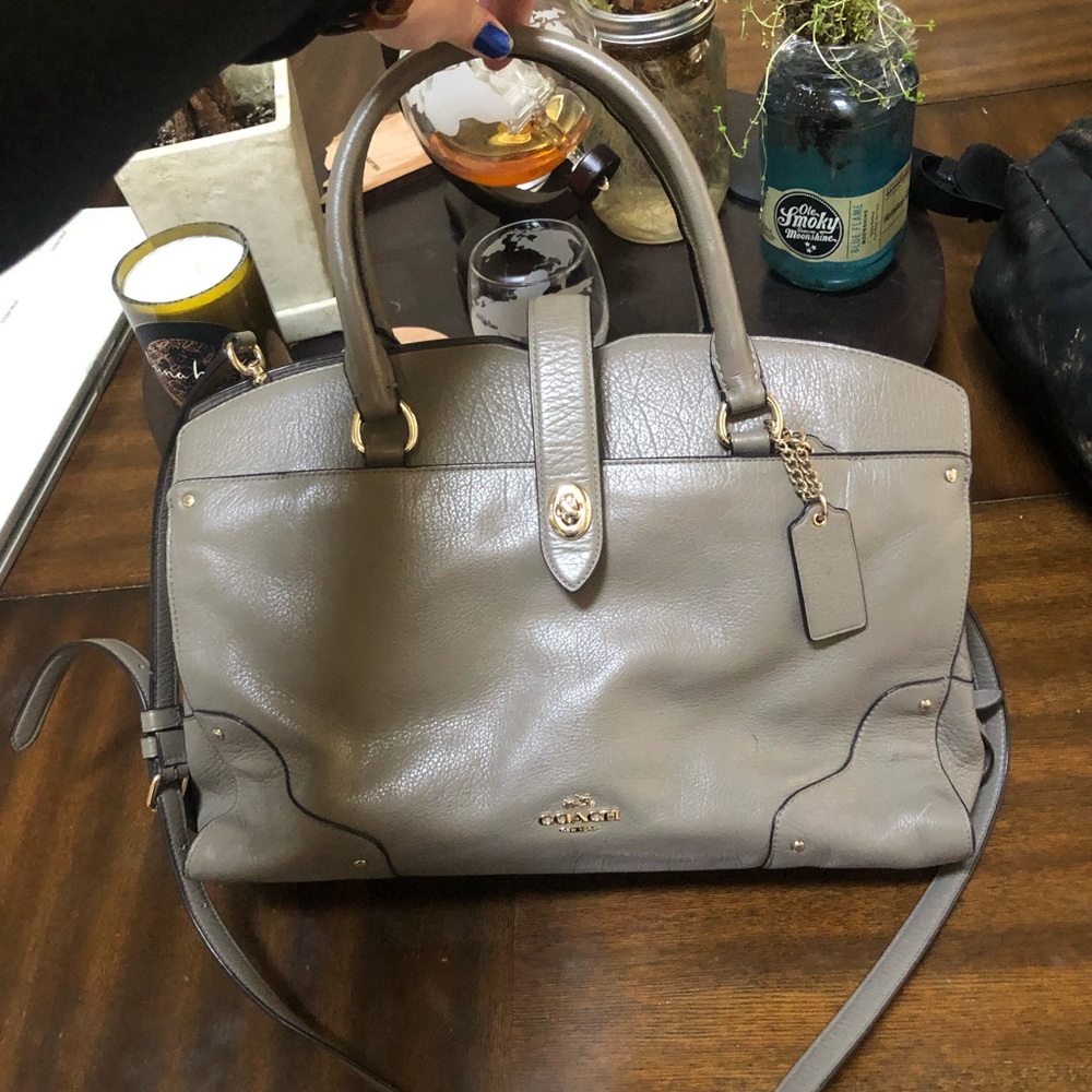 EUC Coach Platinum Grey Leather Satchel